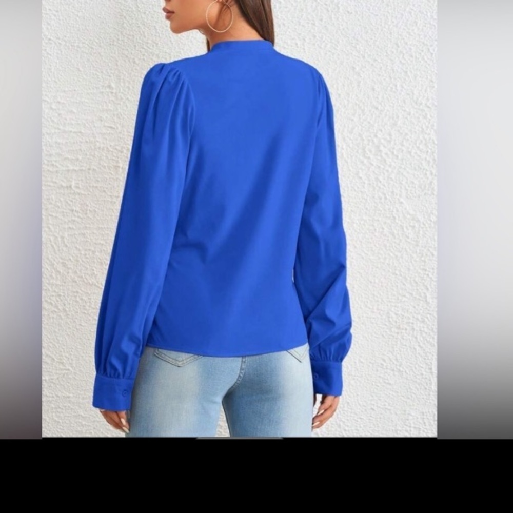 SHEIN Essnce Solid Notched Neck Wrap Detail Blouse size XS new without t…